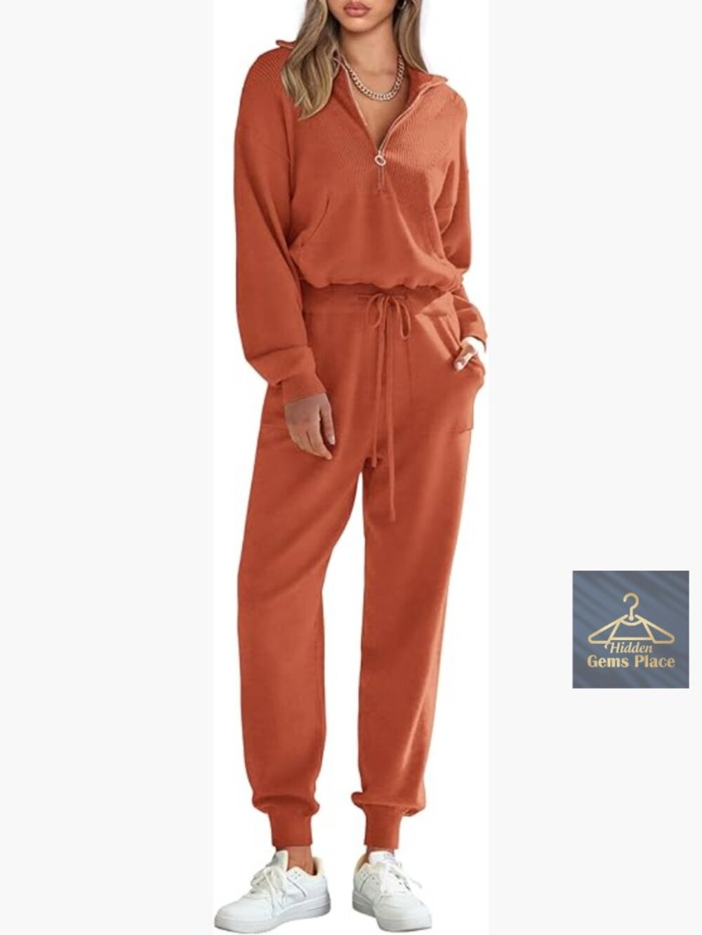 2 Piece Sweater Set Zip Up Sweatshirt Jogger Sweatpants Tracksuit